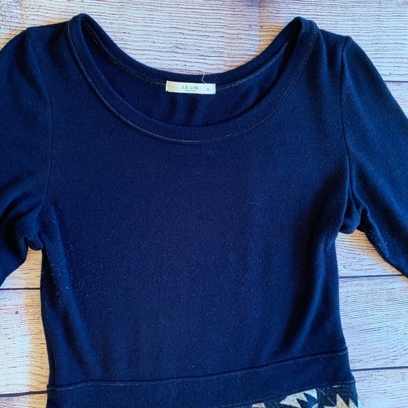 Le Lis Navy Aztec Tribal Bottom Sweater Dress - Picture 4 of 6